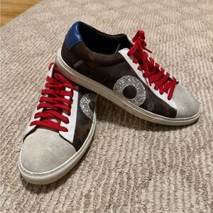 Oliver Cabell Women's Sneakers in Red, Blue, and Brown